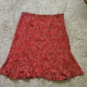 Alfred Dunner Elegant Red Patterned Skirt, Size 18